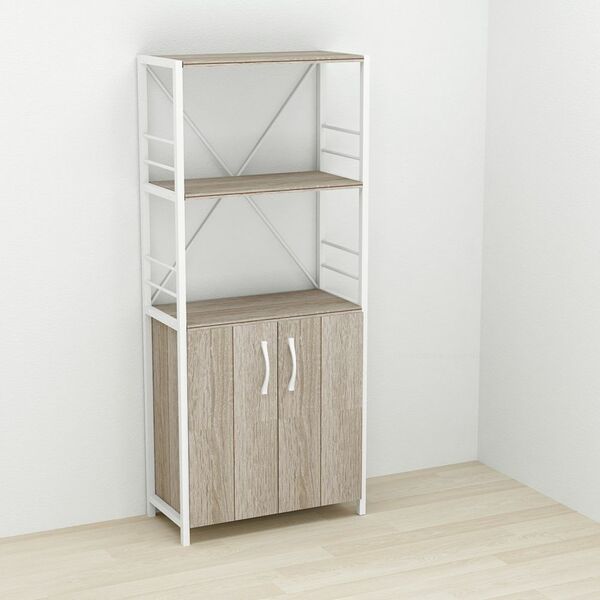 Шкаф пенал с 3 полками Коннект-360 трюфель, ЦВЕТ МЕТАЛЛА: БЕЛЫЙ, ЦВЕТ ДСП: ТРЮФЕЛЬ, изображение 2