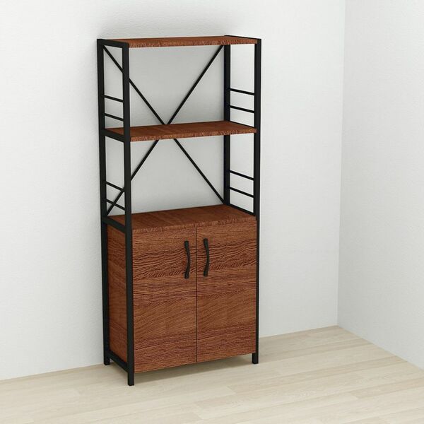 Шафа пенал с 3 полицями Коннект-360 венге, КОЛІР МЕТАЛУ: ЧОРНИЙ, КОЛІР ДСП: ВЕНГЕ МАГИЯ, зображення 2