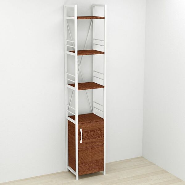 Шафа пенал на 4 полиці Коннект-434 венге, КОЛІР МЕТАЛУ: БІЛИЙ, КОЛІР ДСП: ВЕНГЕ МАГИЯ, зображення 2