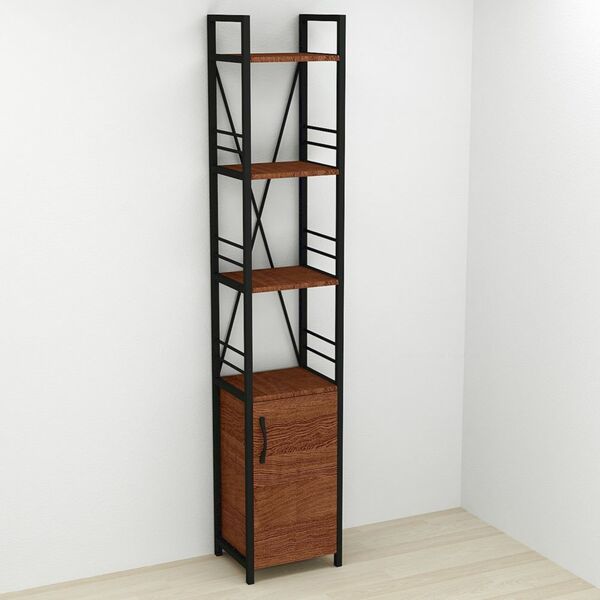 Шафа пенал на 4 полиці Коннект-434 венге, КОЛІР МЕТАЛУ: ЧОРНИЙ, КОЛІР ДСП: ВЕНГЕ МАГИЯ, зображення 2