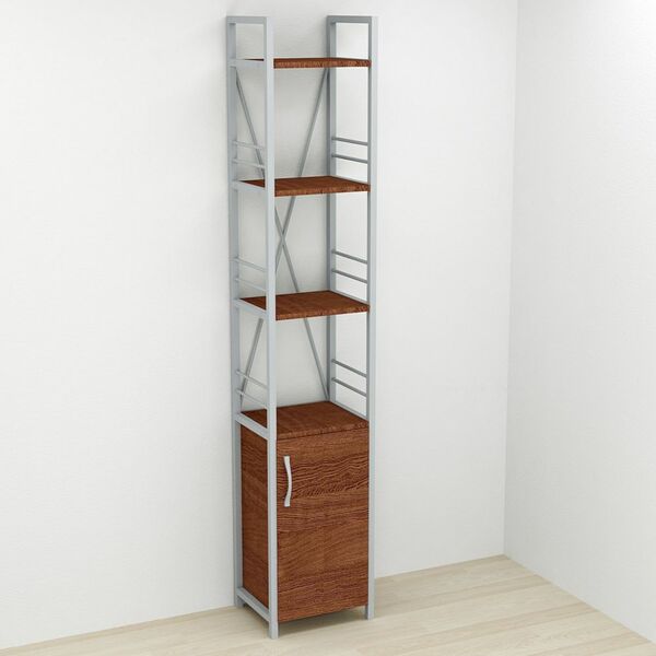 Шафа пенал на 4 полиці Коннект-434 венге, КОЛІР МЕТАЛУ: СІРИЙ, КОЛІР ДСП: ВЕНГЕ МАГИЯ, зображення 2