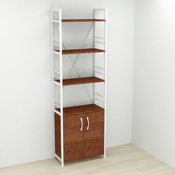 Шафа пенал на 4 полиці Коннект-460 венге, КОЛІР МЕТАЛУ: БІЛИЙ, КОЛІР ДСП: ВЕНГЕ МАГИЯ, зображення 2