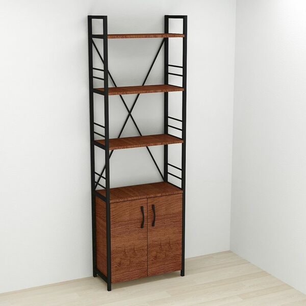 Шафа пенал на 4 полиці Коннект-460 венге, КОЛІР МЕТАЛУ: ЧОРНИЙ, КОЛІР ДСП: ВЕНГЕ МАГИЯ, зображення 2