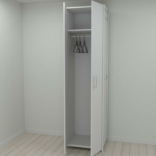 Шкаф в прихожую Модуль-6 белый, ЦВЕТ МЕТАЛЛА: БЕЛЫЙ, ЦВЕТ ДСП: БЕЛЫЙ