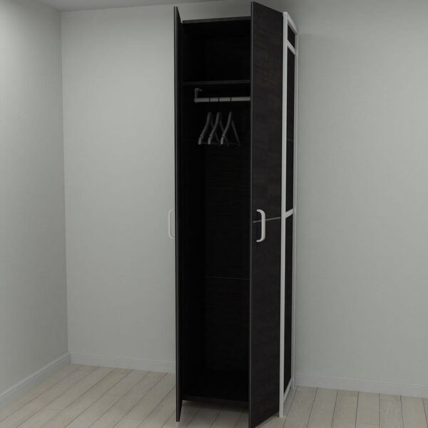 Шкаф в прихожую Модуль-6 венге, ЦВЕТ МЕТАЛЛА: БЕЛЫЙ, ЦВЕТ ДСП: ВЕНГЕ МАГИЯ