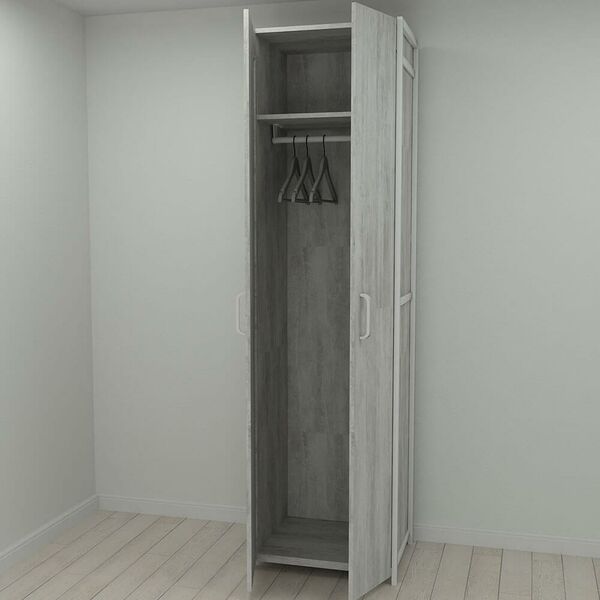 Шкаф в прихожую Модуль-6 урбан лайт, ЦВЕТ МЕТАЛЛА: БЕЛЫЙ, ЦВЕТ ДСП: БЕТОН