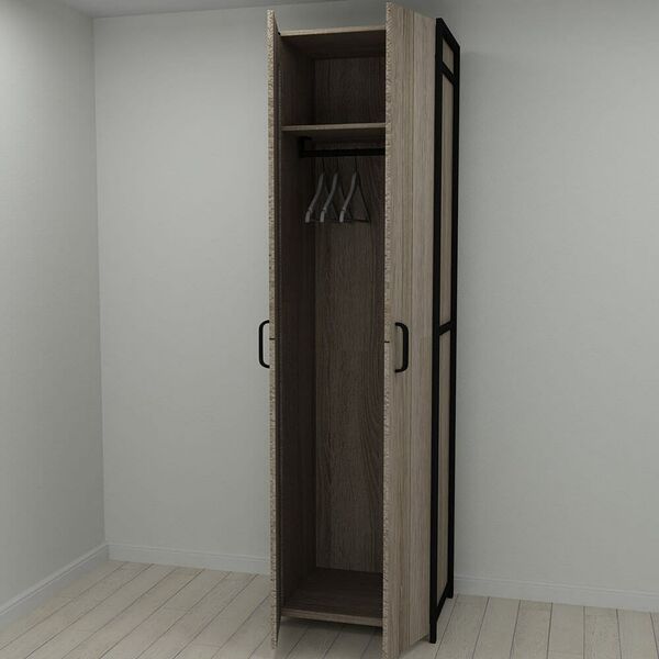 Шкаф в прихожую Модуль-6 трюфель, ЦВЕТ МЕТАЛЛА: ЧЕРНЫЙ, ЦВЕТ ДСП: ТРЮФЕЛЬ