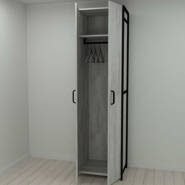 Шкаф в прихожую Модуль-6 урбан лайт, ЦВЕТ МЕТАЛЛА: ЧЕРНЫЙ, ЦВЕТ ДСП: БЕТОН