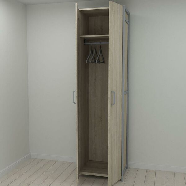 Шафа в передпокій Модуль-6 сонома, КОЛІР МЕТАЛУ: СІРИЙ, КОЛІР ДСП: СОНОМА