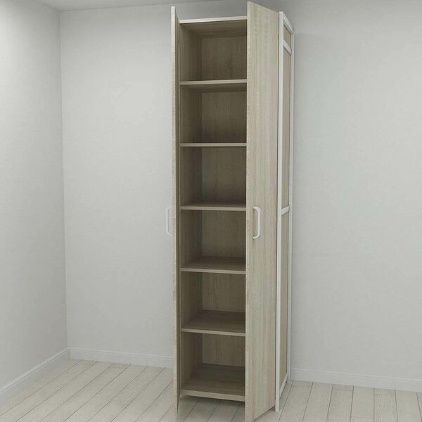 Шкаф в прихожую Модуль-7 сонома, ЦВЕТ МЕТАЛЛА: БЕЛЫЙ, ЦВЕТ ДСП: СОНОМА