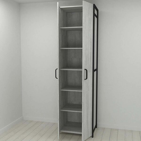 Шкаф в прихожую Модуль-7 урбан лайт, ЦВЕТ МЕТАЛЛА: ЧЕРНЫЙ, ЦВЕТ ДСП: БЕТОН