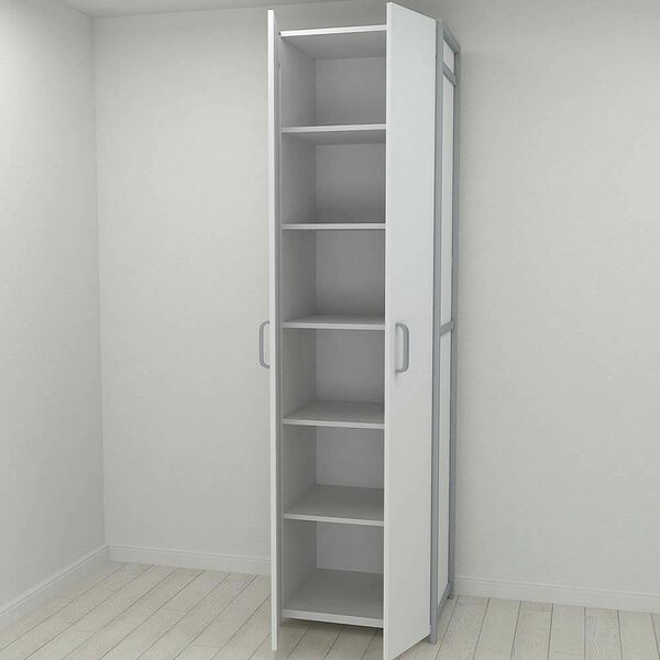 Шкаф в прихожую Модуль-7 белый, ЦВЕТ МЕТАЛЛА: СЕРЫЙ, ЦВЕТ ДСП: БЕЛЫЙ