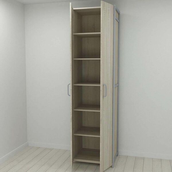 Шкаф в прихожую Модуль-7 сонома, ЦВЕТ МЕТАЛЛА: СЕРЫЙ, ЦВЕТ ДСП: СОНОМА