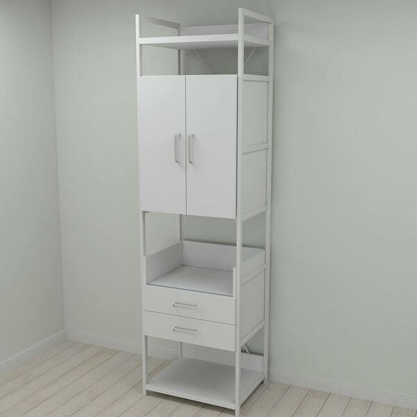 Шафа пенал Модуль-5 білий, КОЛІР МЕТАЛУ: БІЛИЙ, КОЛІР ДСП: БІЛИЙ