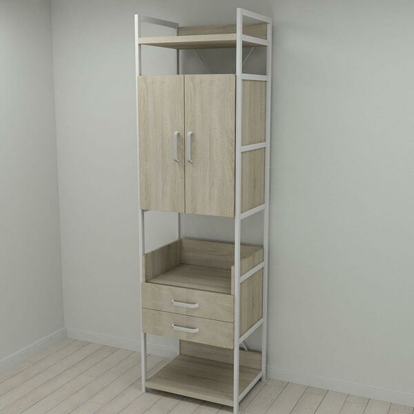 Шафа пенал Модуль-5 сонома, КОЛІР МЕТАЛУ: БІЛИЙ, КОЛІР ДСП: СОНОМА