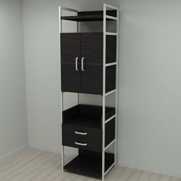 Шафа пенал Модуль-5 венге, КОЛІР МЕТАЛУ: БІЛИЙ, КОЛІР ДСП: ВЕНГЕ МАГИЯ