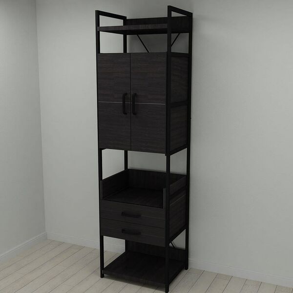 Шафа пенал Модуль-5 венге, КОЛІР МЕТАЛУ: ЧОРНИЙ, КОЛІР ДСП: ВЕНГЕ МАГИЯ