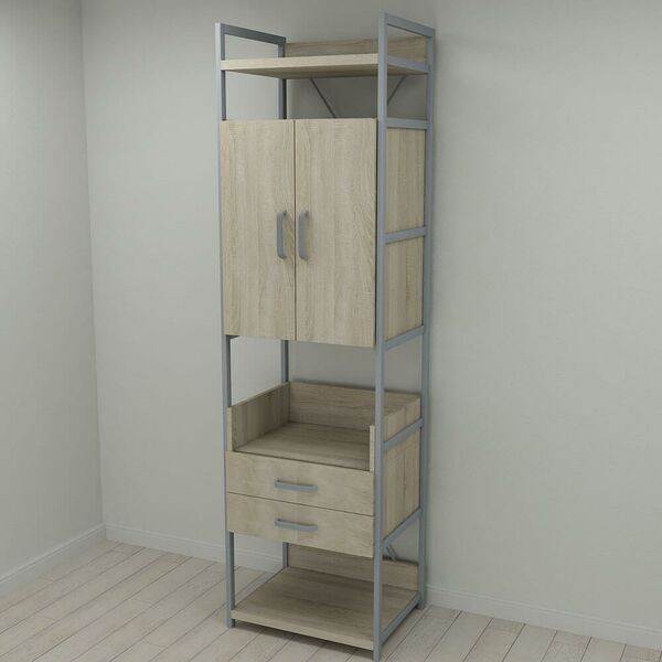 Шафа пенал Модуль-5 сонома, КОЛІР МЕТАЛУ: СІРИЙ, КОЛІР ДСП: СОНОМА