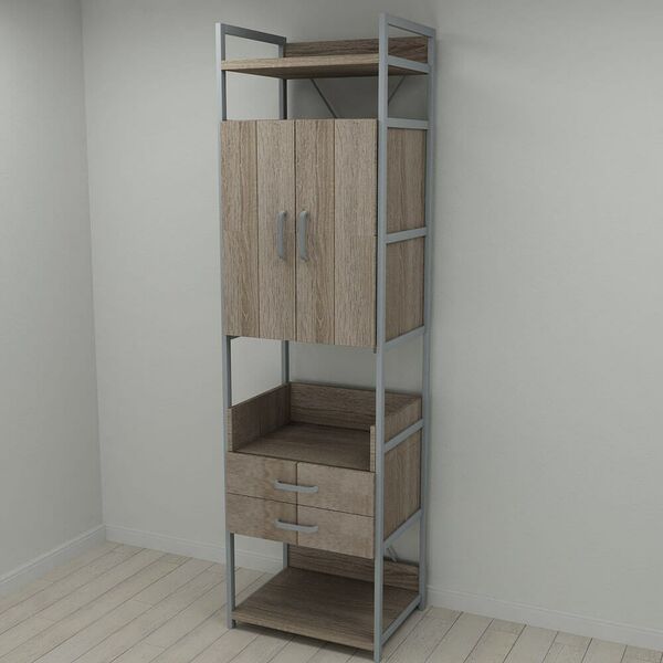 Шафа пенал Модуль-5 трюфель, КОЛІР МЕТАЛУ: СІРИЙ, КОЛІР ДСП: ТРЮФЕЛЬ