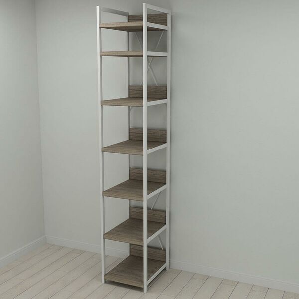 Стеллаж в гардеробную Модуль-4 трюфель, ЦВЕТ МЕТАЛЛА: БЕЛЫЙ, ЦВЕТ ДСП: ТРЮФЕЛЬ