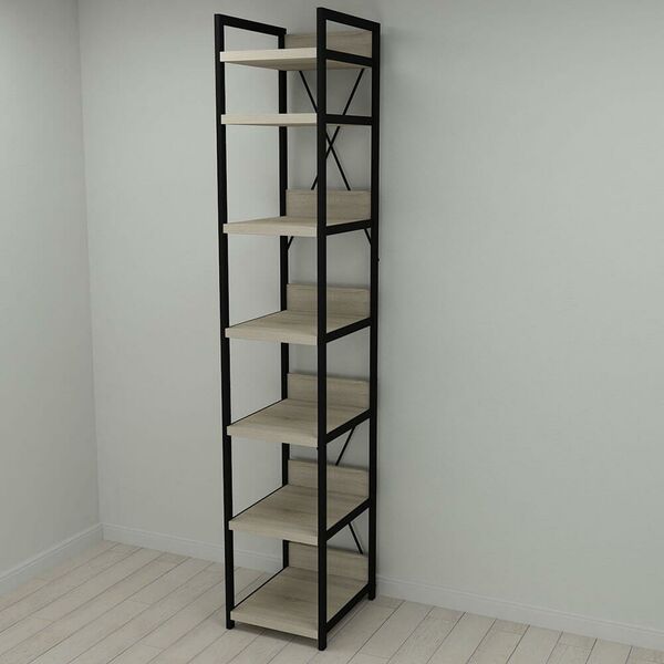 Стелаж в гардеробну Модуль-4 сонома, КОЛІР МЕТАЛУ: ЧОРНИЙ, КОЛІР ДСП: СОНОМА