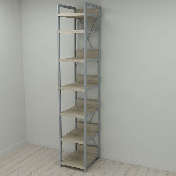 Стеллаж в гардеробную Модуль-4 сонома, ЦВЕТ МЕТАЛЛА: СЕРЫЙ, ЦВЕТ ДСП: СОНОМА