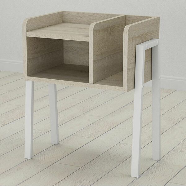 Тумба Лофт Amelie-12 сонома, КОЛІР МЕТАЛУ: БІЛИЙ, КОЛІР ДСП: СОНОМА