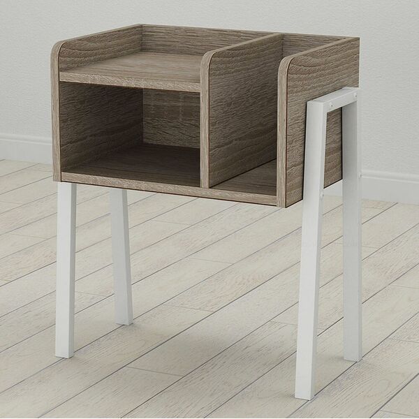 Тумба Лофт Amelie-12 трюфель, КОЛІР МЕТАЛУ: БІЛИЙ, КОЛІР ДСП: ТРЮФЕЛЬ