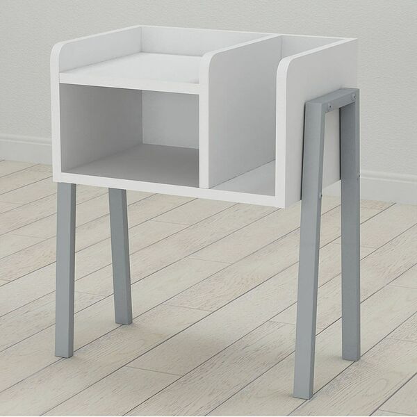 Тумба Лофт Amelie-12 білий, КОЛІР МЕТАЛУ: СІРИЙ, КОЛІР ДСП: БІЛИЙ