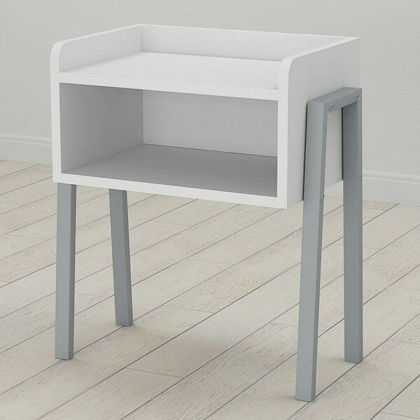 Тумба Лофт Giusy-2 білий, КОЛІР МЕТАЛУ: СІРИЙ, КОЛІР ДСП: БІЛИЙ