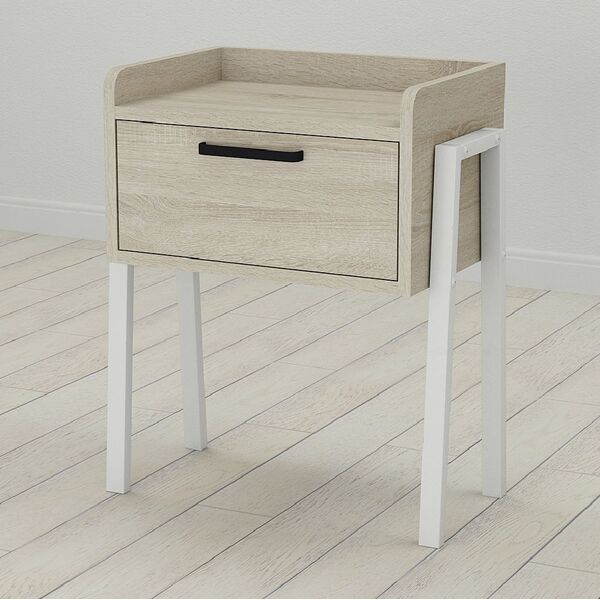 Тумба Лофт модульна Betty-1 сонома, КОЛІР МЕТАЛУ: БІЛИЙ, КОЛІР ДСП: СОНОМА