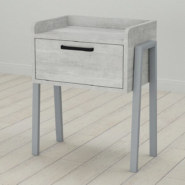 Тумба Лофт модульна Betty-1 бетон, КОЛІР МЕТАЛУ: СІРИЙ, КОЛІР ДСП: БЕТОН