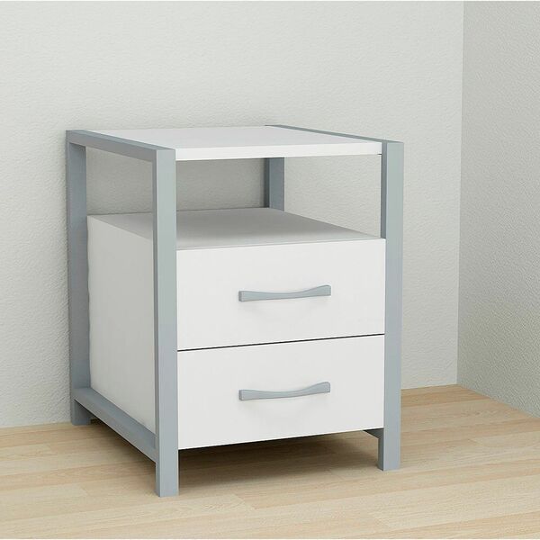 Тумба с ящиками универсальная Vivien-22 белый, ЦВЕТ МЕТАЛЛА: СЕРЫЙ, ЦВЕТ ДСП: БЕЛЫЙ
