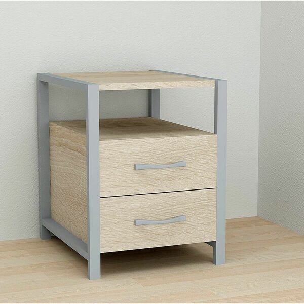 Тумба с ящиками универсальная Vivien-22 сонома, ЦВЕТ МЕТАЛЛА: СЕРЫЙ, ЦВЕТ ДСП: СОНОМА