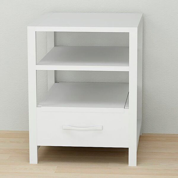 Тумба приліжкова з полицями та шухлядою Vivien-11 білий, КОЛІР МЕТАЛУ: БІЛИЙ, КОЛІР ДСП: БІЛИЙ