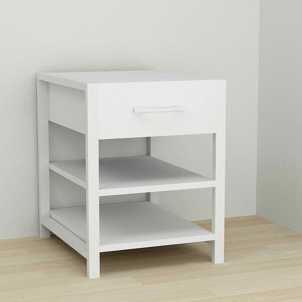 Тумба приліжкова з шухлядою Vivien-12 білий, КОЛІР МЕТАЛУ: БІЛИЙ, КОЛІР ДСП: БІЛИЙ