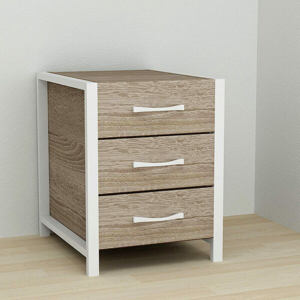 Тумба офисная с 3 ящиками Vivien-30 трюфель, ЦВЕТ МЕТАЛЛА: БЕЛЫЙ, ЦВЕТ ДСП: ТРЮФЕЛЬ