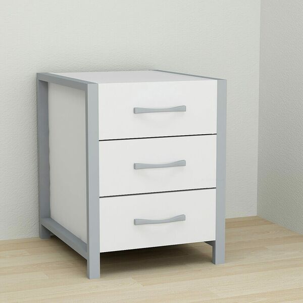 Тумба офисная с 3 ящиками Vivien-30 белый, ЦВЕТ МЕТАЛЛА: СЕРЫЙ, ЦВЕТ ДСП: БЕЛЫЙ