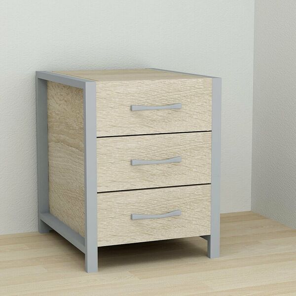 Тумба офисная с 3 ящиками Vivien-30 сонома, ЦВЕТ МЕТАЛЛА: СЕРЫЙ, ЦВЕТ ДСП: СОНОМА