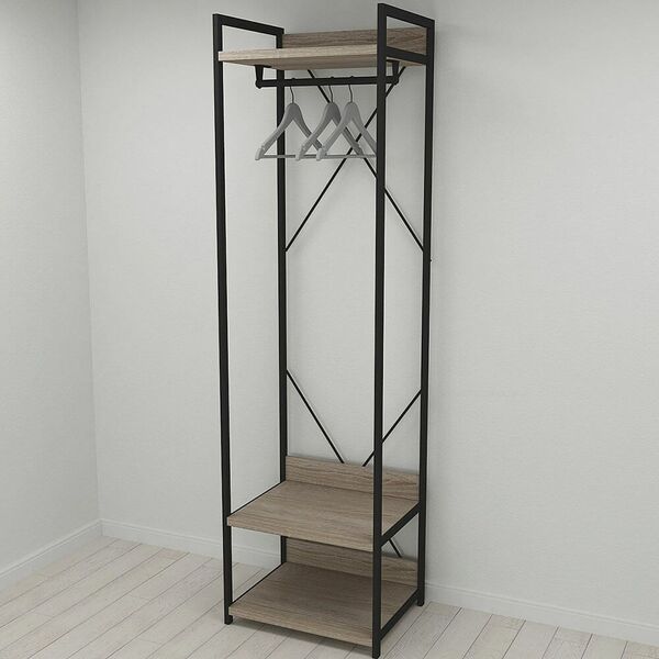 Гардеробна, вішалка Модуль-1 трюфель, КОЛІР МЕТАЛУ: ЧОРНИЙ, КОЛІР ДСП: ТРЮФЕЛЬ