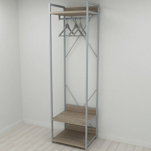 Гардеробна, вішалка Модуль-1 трюфель, КОЛІР МЕТАЛУ: СІРИЙ, КОЛІР ДСП: ТРЮФЕЛЬ