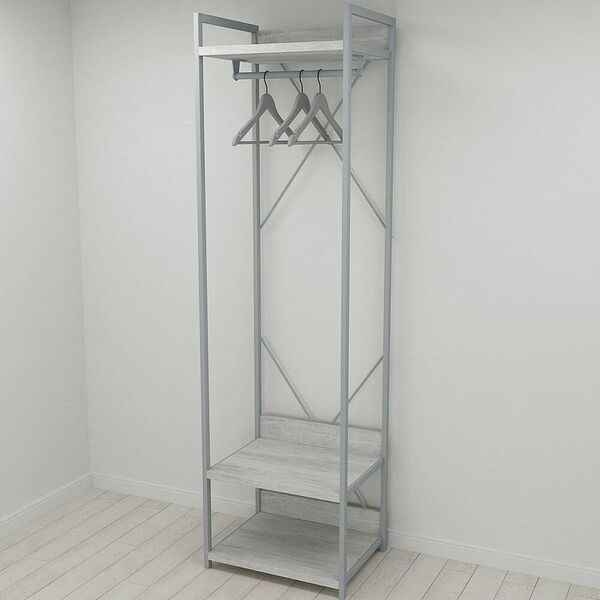 Гардеробная, вешалка Модуль-1 урбан лайт, ЦВЕТ МЕТАЛЛА: СЕРЫЙ, ЦВЕТ ДСП: БЕТОН