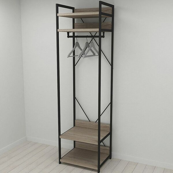 Гардеробная, вешалка Модуль-2 трюфель, ЦВЕТ МЕТАЛЛА: ЧЕРНЫЙ, ЦВЕТ ДСП: ТРЮФЕЛЬ