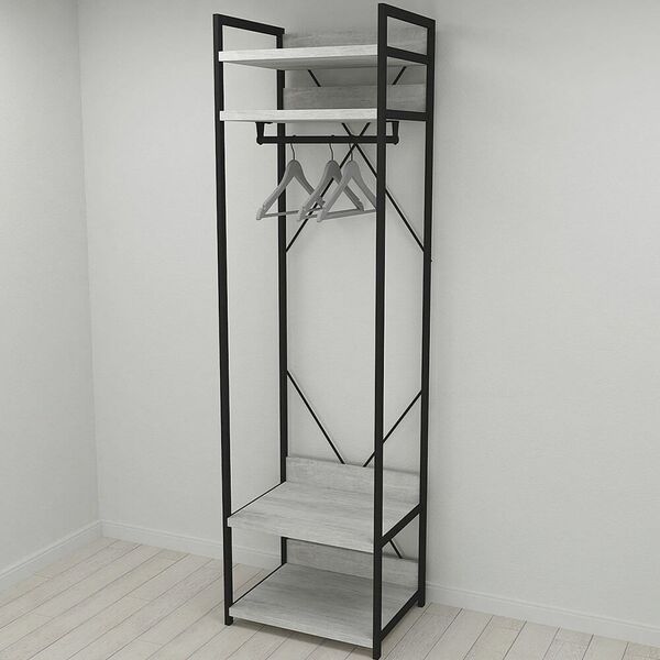 Гардеробна, вішалка Модуль-2 урбан лайт, КОЛІР МЕТАЛУ: ЧОРНИЙ, КОЛІР ДСП: БЕТОН