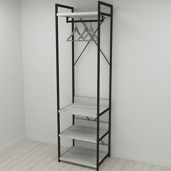 Гардеробна, вішалка Модуль-3 урбан лайт, КОЛІР МЕТАЛУ: ЧОРНИЙ, КОЛІР ДСП: БЕТОН