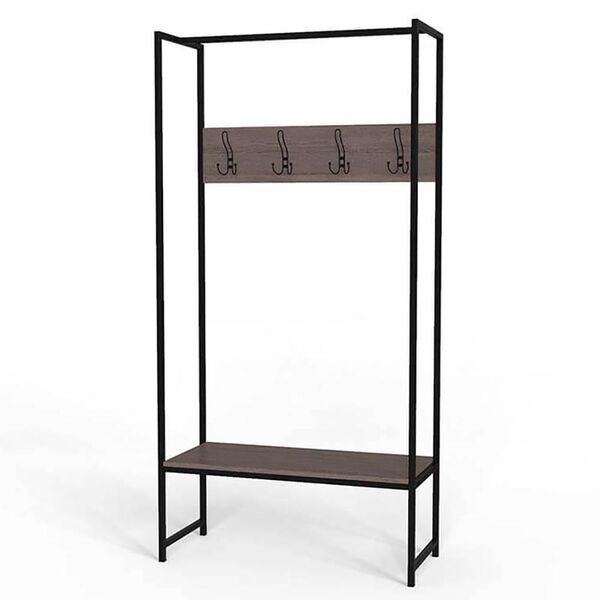 Вішалка підлогова Тетра-12 трюфель, КОЛІР МЕТАЛУ: ЧОРНИЙ, КОЛІР ДСП: ТРЮФЕЛЬ