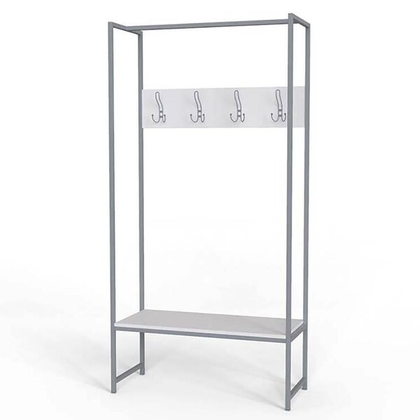 Вішалка підлогова Тетра-12 білий, КОЛІР МЕТАЛУ: СІРИЙ, КОЛІР ДСП: БІЛИЙ