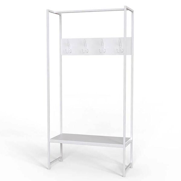 Вішалка підлогова Тетра-12 білий, КОЛІР МЕТАЛУ: БІЛИЙ, КОЛІР ДСП: БІЛИЙ