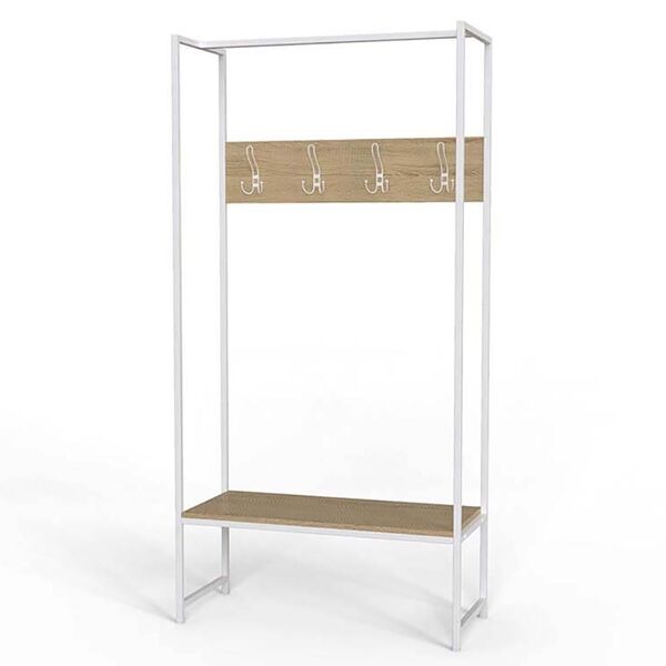Вішалка підлогова Тетра-12 сонома, КОЛІР МЕТАЛУ: БІЛИЙ, КОЛІР ДСП: СОНОМА