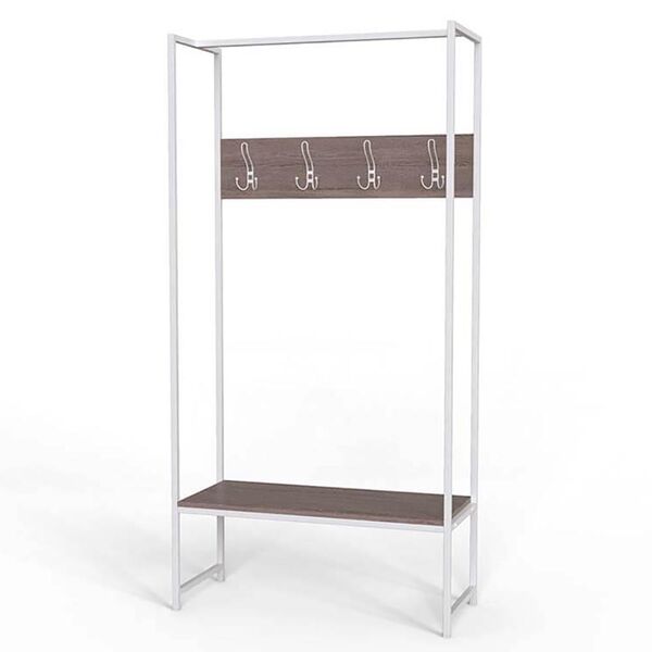 Вішалка підлогова Тетра-12 трюфель, КОЛІР МЕТАЛУ: БІЛИЙ, КОЛІР ДСП: ТРЮФЕЛЬ